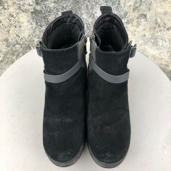 Keen Women's Size 6 Morrison Black Leather Wraparound Buckle Ankle Booties Boots - Picture 3 of 13